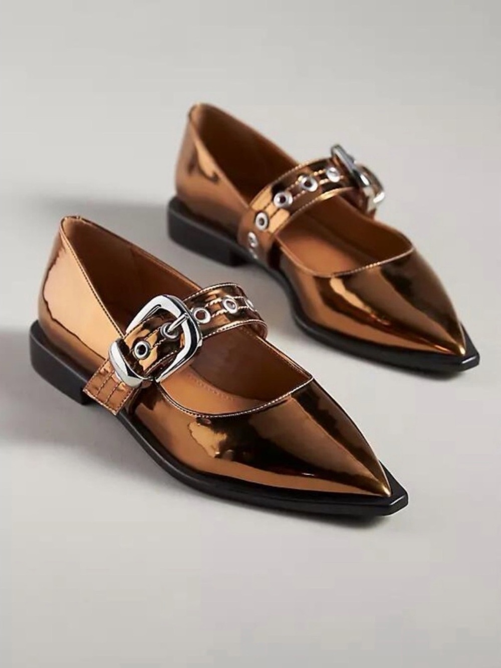 Maeve Pointed-Tow Moto Mary Jane Flats
